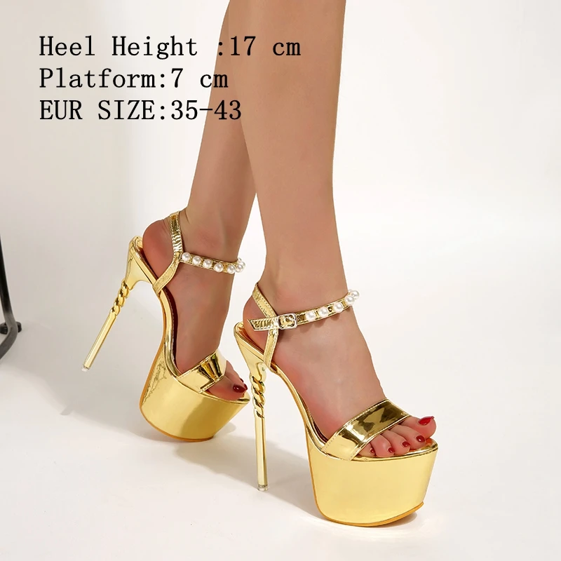 

Sexy Super High Heels Sandasl Club Girls Stripper Fashion Show Shoes 16 cm stiletto Sandals Ankle Strap Platform Shoes Women