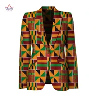 bintarealwax african blazer for women tailor made ankara print full sleeves notched collar women cotton coat with lining kg697