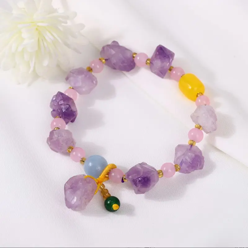 

Vintage Natural Stones Bracelet Crystal Amethyst Women's Hand Bracelets Luxury Jewelry for Girls Gift
