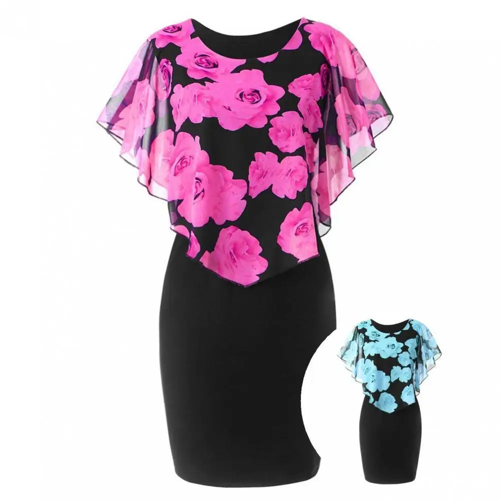 

Уникальное платье средней длины, одежда с плотной талией, платье с принтом роз, женское платье