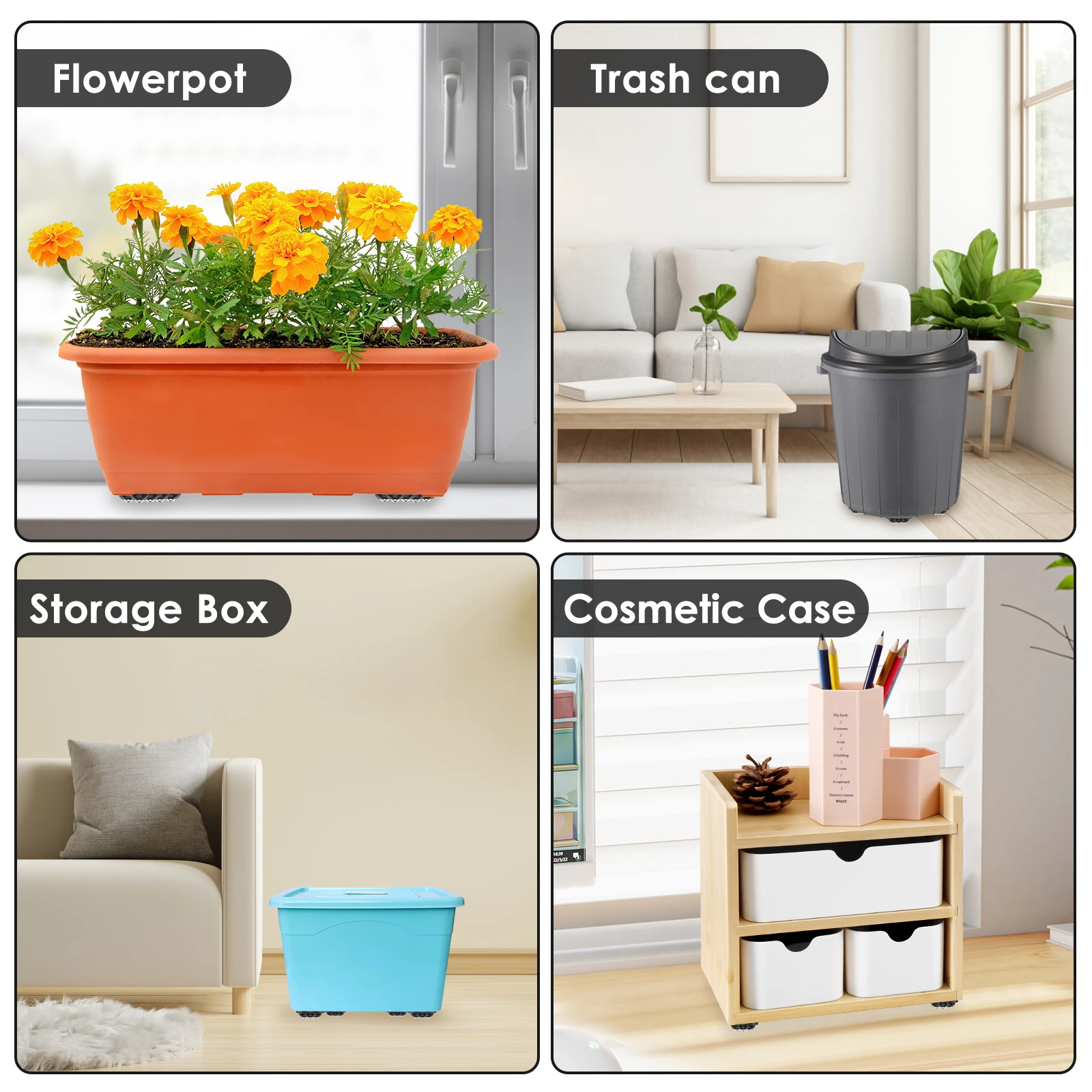 16 шт. мини-ролик вращающийся на 360 градусов самоклеящийся поворотный ролик с 4