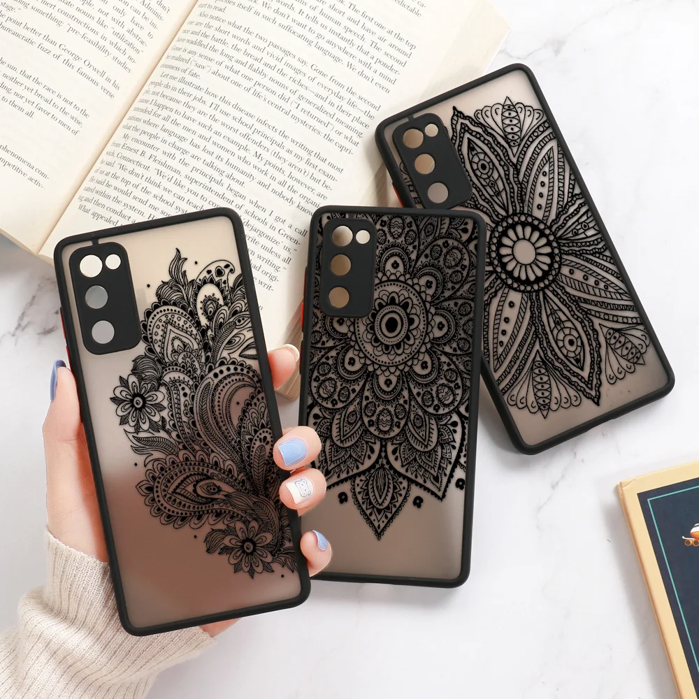 For Samsung S22 Ultra Case Flower Letter Case For Samsung S21 FE Case S20 FE S23 Ultra S21 Ultra S22 Plus Clear Mandala Cover   