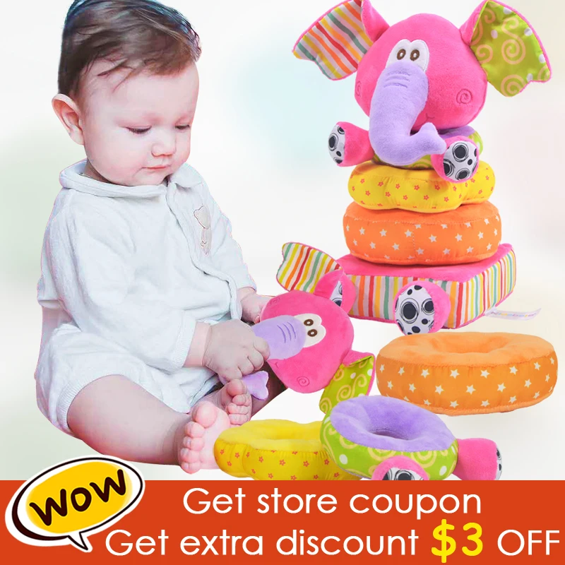 

Toys For Newborn Children Educational Baby Toys Soft Plush Mobile Rattles Toys Elephant Stacking Baby Toys Handbell