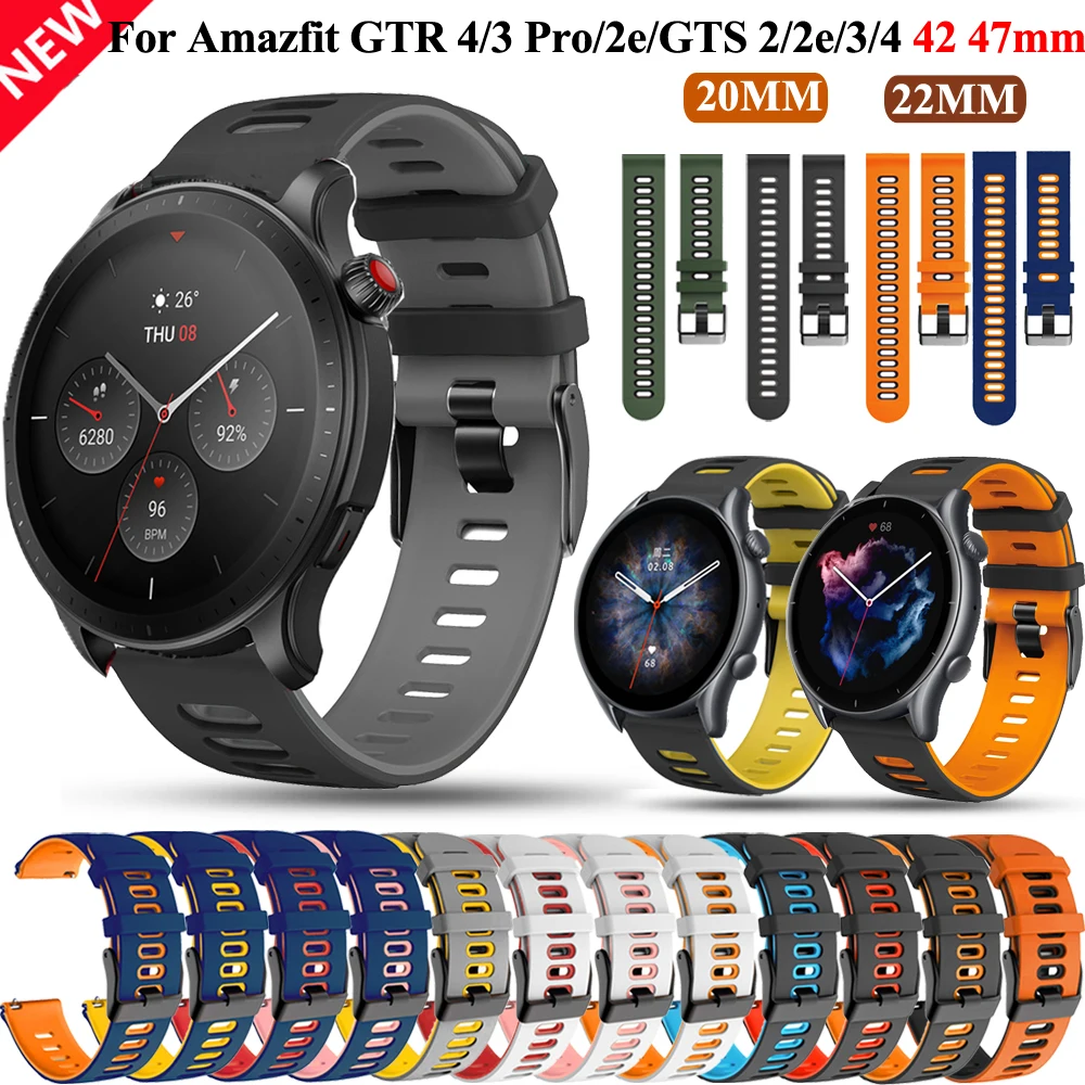 20 22mmSilicone Replacement Watch GTR4 Strap ремешок For Amazfit GTR 4/3 Pro GTR2e/GTS4 Mini 42 47mmWristband Bracelet Watchband