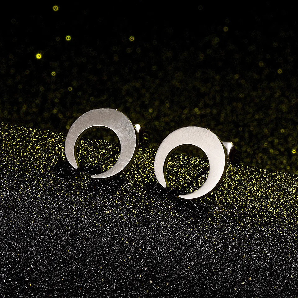 

TULX Stainless Steel Stud Earring Tiny Crescent Moon Earrings For Women Korean Style Minimalist Earrings Jewelry Accessories