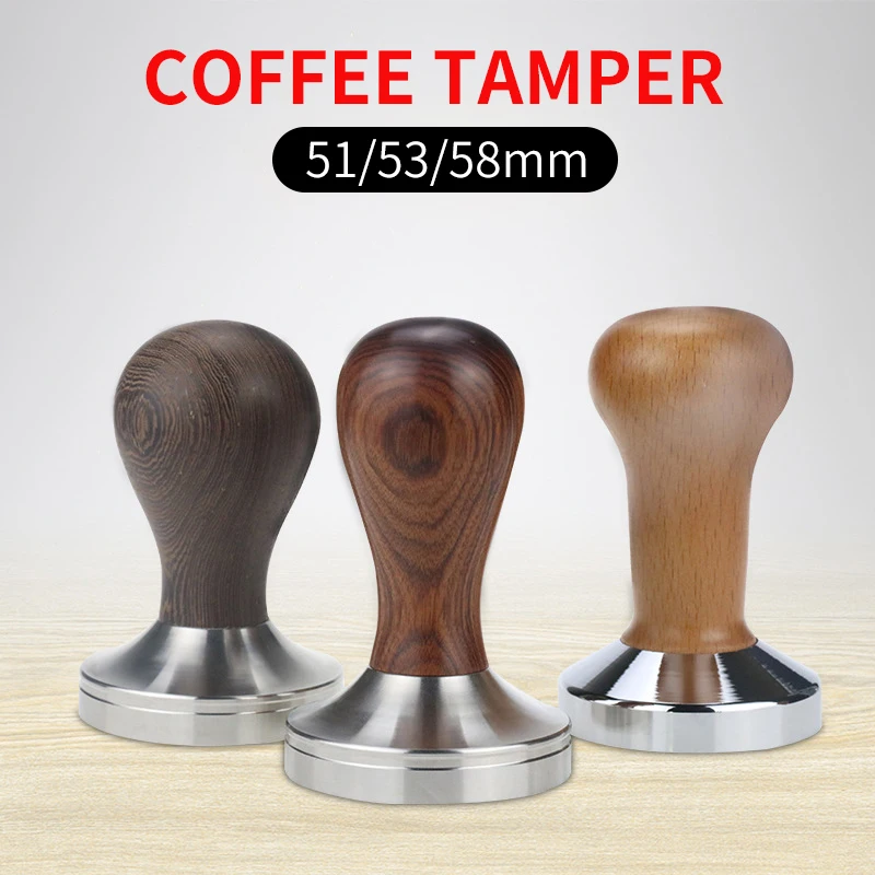 

51/53/58mm Italian coffee mac Coffee Tamper Espresso hammer solid wood handle stainless steel powder press hammer Huanghuali