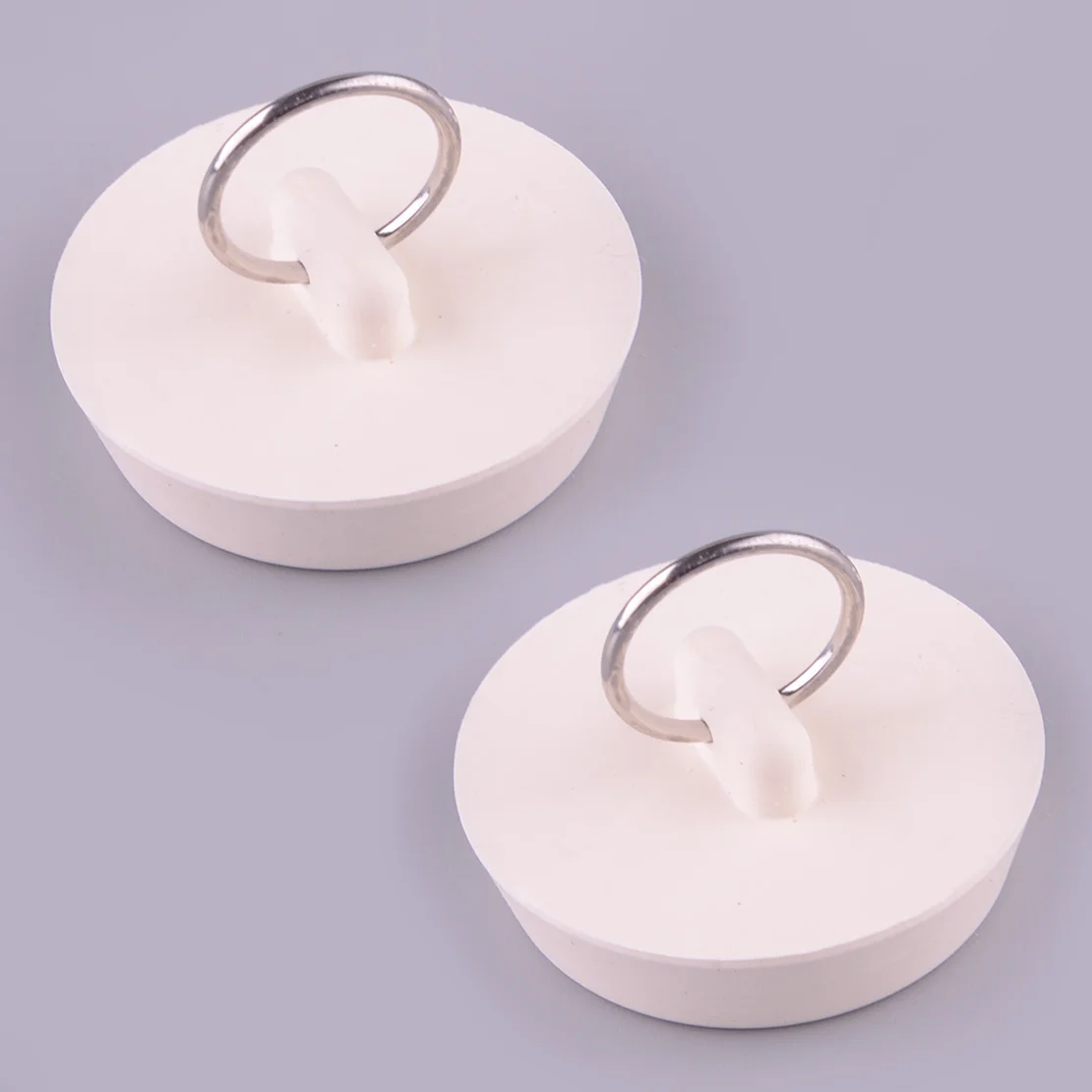 

2Pcs Sink Plug Stopper With Hanging Ring Fit for 41.5-45mm Drain Hole Diameter White Rubber