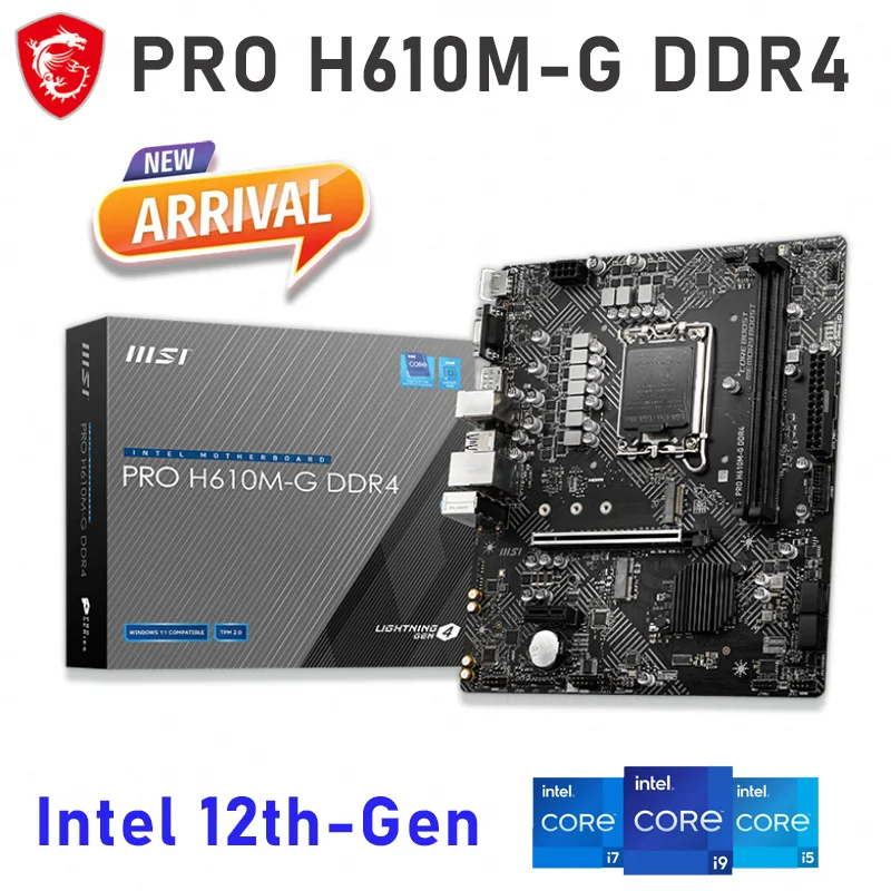 

Материнская плата LGA 1700 MSI PRO H610M G DDR4 PCIe 4,0 готовый процессор Intel 12-го поколения i3 i5 i7 i9 1700 CPU десктопная Материнская плата Intel H610