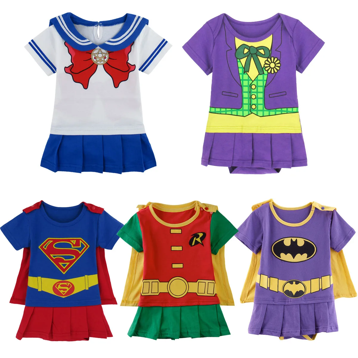 Baby Girls Outfit Dress Newborn Anime Rompers Girl Halloween Carnival Cosplay Fancy Party Costume Infant Superhero Clothes