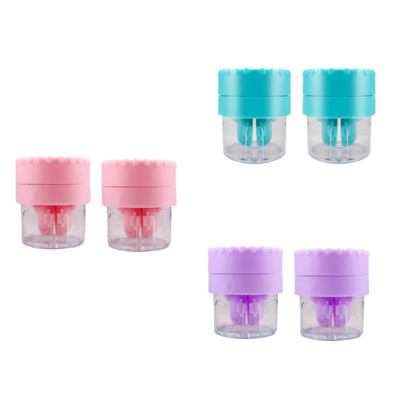 

2Pcs Contact Lens Cleaner Case +Contact Case Set Portable Manually Rotatable Contact Lens Washer