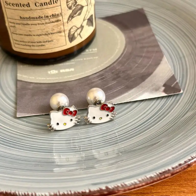 Sanrio Hello Kitty мультяшные инкрустации бриллиантами капельные масляные серьги с