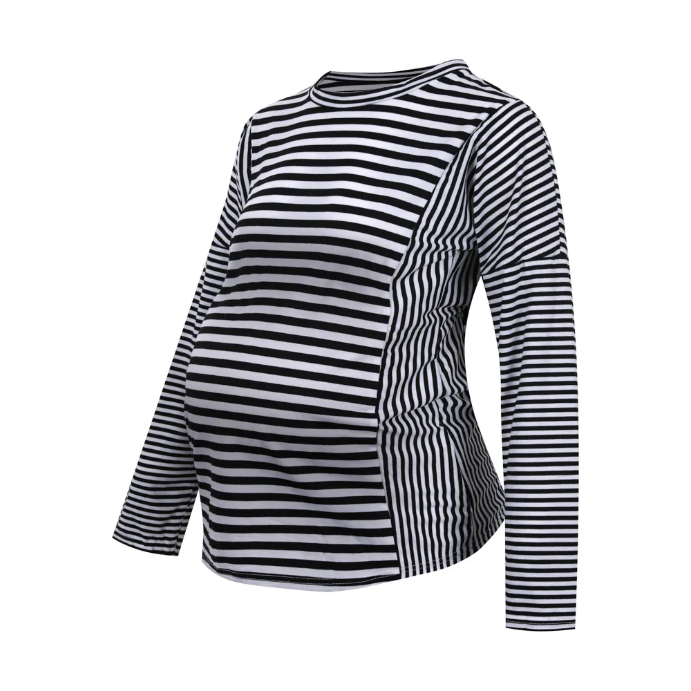 

Топы для беременных с длинным рукавом Осень-Зима Женская толстовка для грудного вскармливания Лоскутная Толстовка С Карманами Одежда для беременных