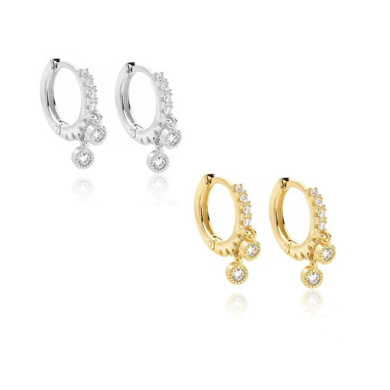 

Luxury Zircon Round Pendant Ear Hoops for Women Earrings Boho Piercing Fashion Jewelry Ins Same Earring Popular Party Gifts