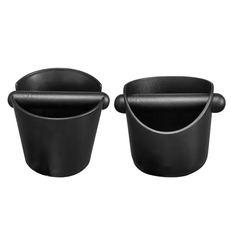 Espresso Dump Bin For Coffee Grounds With Removable Knock Bar And Non Slip Base Gift Black Round