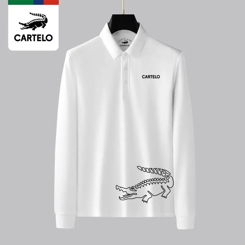 

2022 CARTELO Men's Long Sleeve T-shirt Spring and Autumn Top Cotton Embroidered Polo Shirt for Men's Clothing Base Shirt Loose