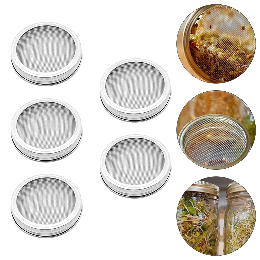 

Lid Jar Sprouting Lids Strainer Mason Kit Canning Screen Mesh Bean Grow Drain Sprout Can Stainless Steel Cover Wide Mouth Tray