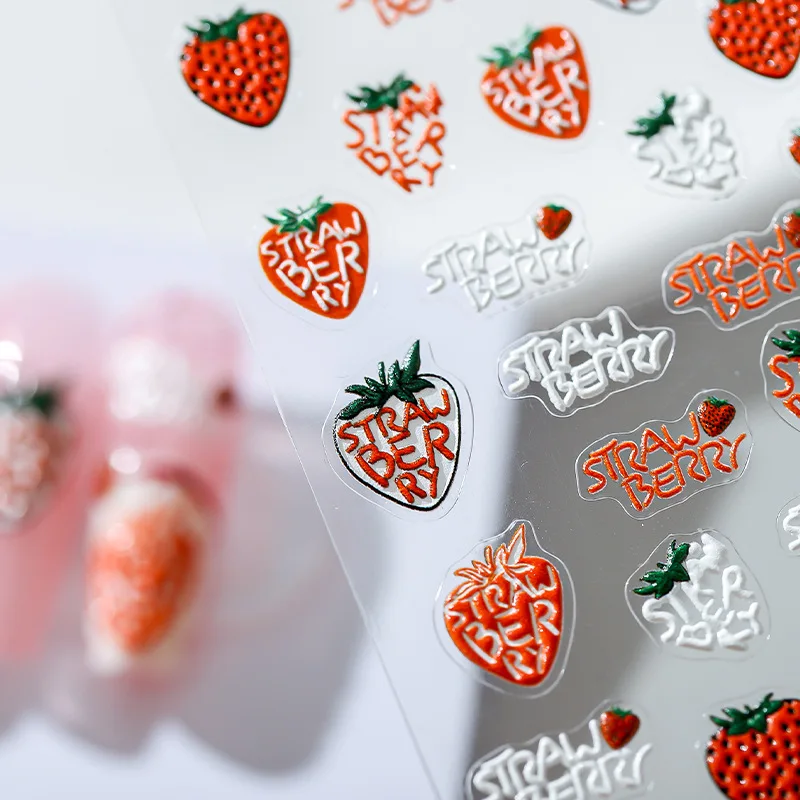 

Наклейки 3D Самоклеящиеся с изображением фруктов, красной клубники, вишни