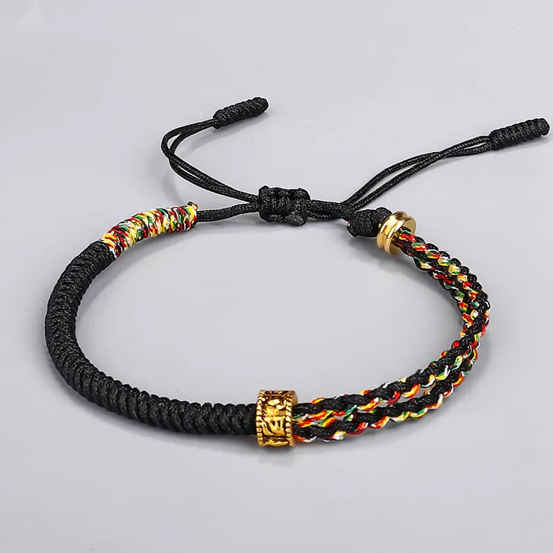 

New Tibetan Bracelet Hand-woven Vajra Knot Red Rope Bracelet Six Words of Truth Copper Beads Red Hand Rope Gift