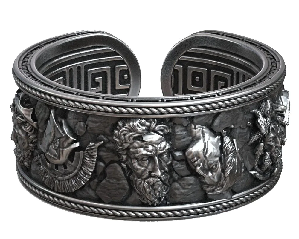 

Регулируемое кольцо из серебра 925 пробы с статуей греческого Olympus богов руин меандра