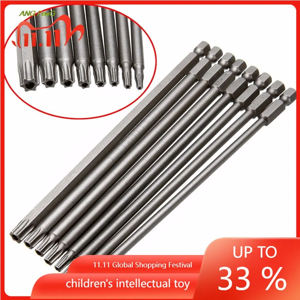 

8pcs/set 150mm 1/4" Magnetic Hex Shank T8~T40 Long Steel Torx Security Electric Screwdriver Bit Set
