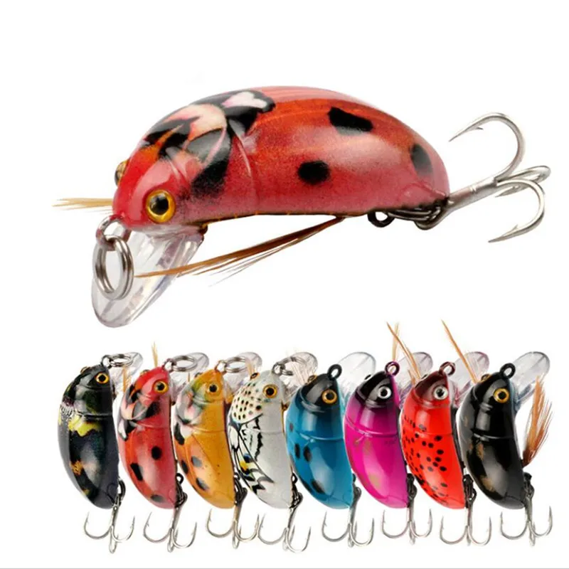 1Pc 3.8cm 4.1g Artificial Ladybug Fishing Bait Cicada Beetle Insect Wobblers Fishing Lures Topwater For Bass Carp Fishing Tackle