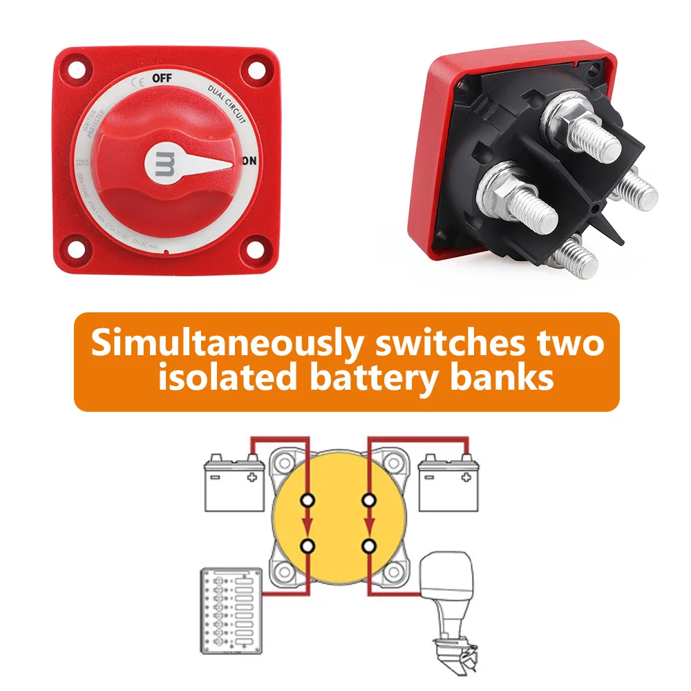 

M-Series водонепроницаемый изолятор для морской лодки с защитой зажигания, Двойной аккумулятор, мини переключатели 3, 4 положения, 32 В, 300 А