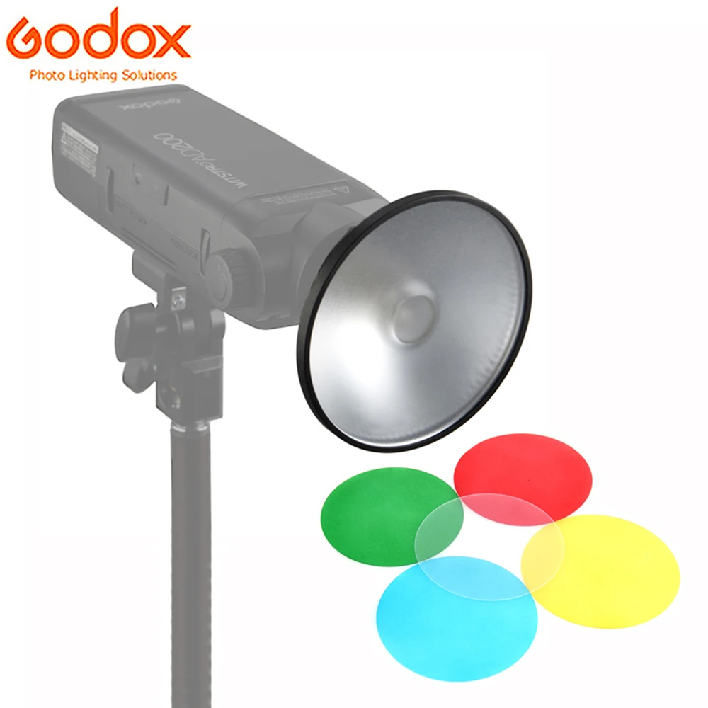 

Стандартный отражатель Godox AD-M, тарелка для красоты с 5 цветными фильтрами, набор гелей fr AD200 AD200Pro AD180 AD360 AD360II, фотовспышка Speedlite