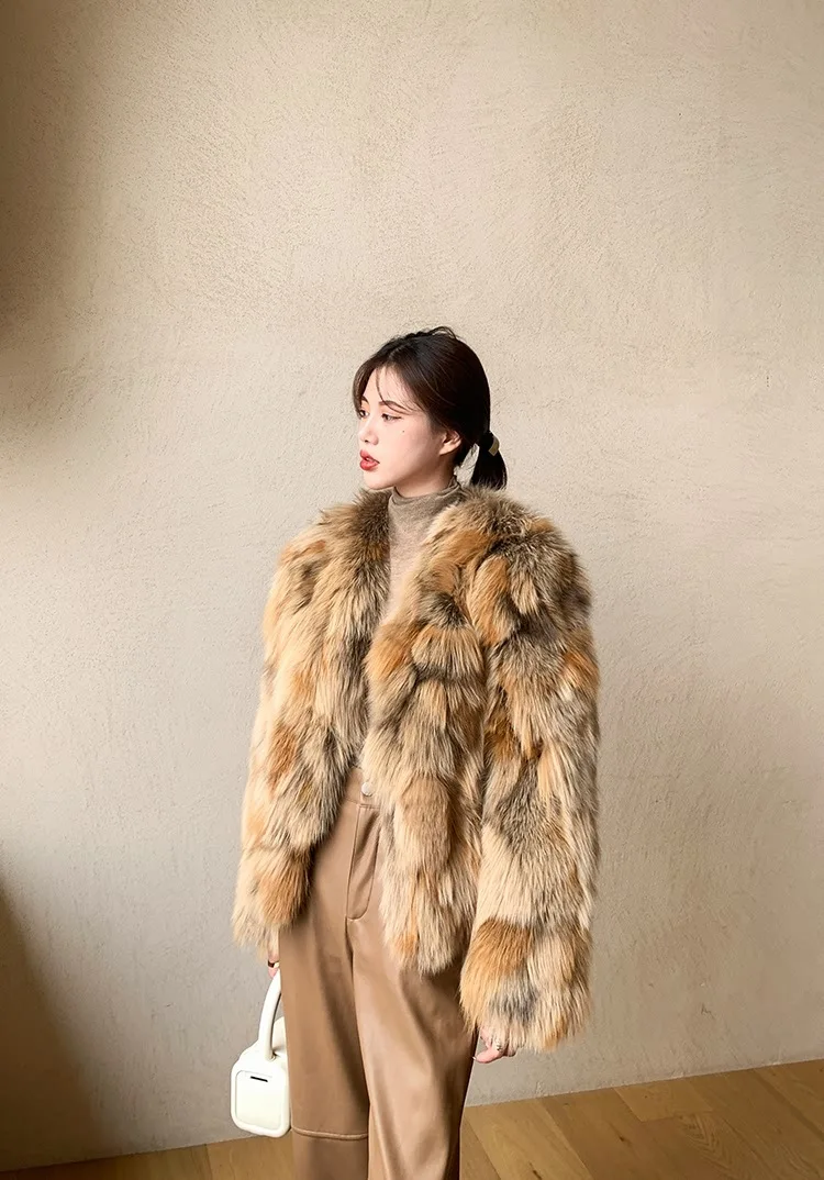 2022 New Lady Real Fox Fur Wool Fur Coat Winter Women Jacket Fashion Thick Warm