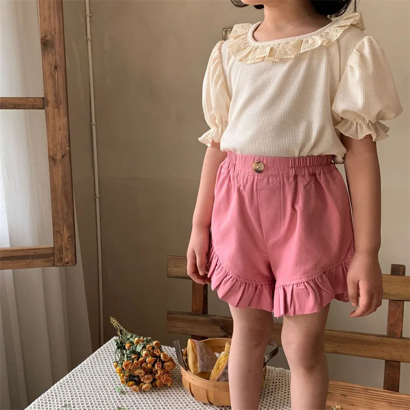 

2023 Summer New South Korean Children's Korean Cute and Sweet Lace Girls' Shorts girls pants