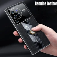 for vivo x80 pro genuine leather phone case for vivo x70 pro plus ultra slim 6d plating carbon fiber cover for vivo x80 x70 x60