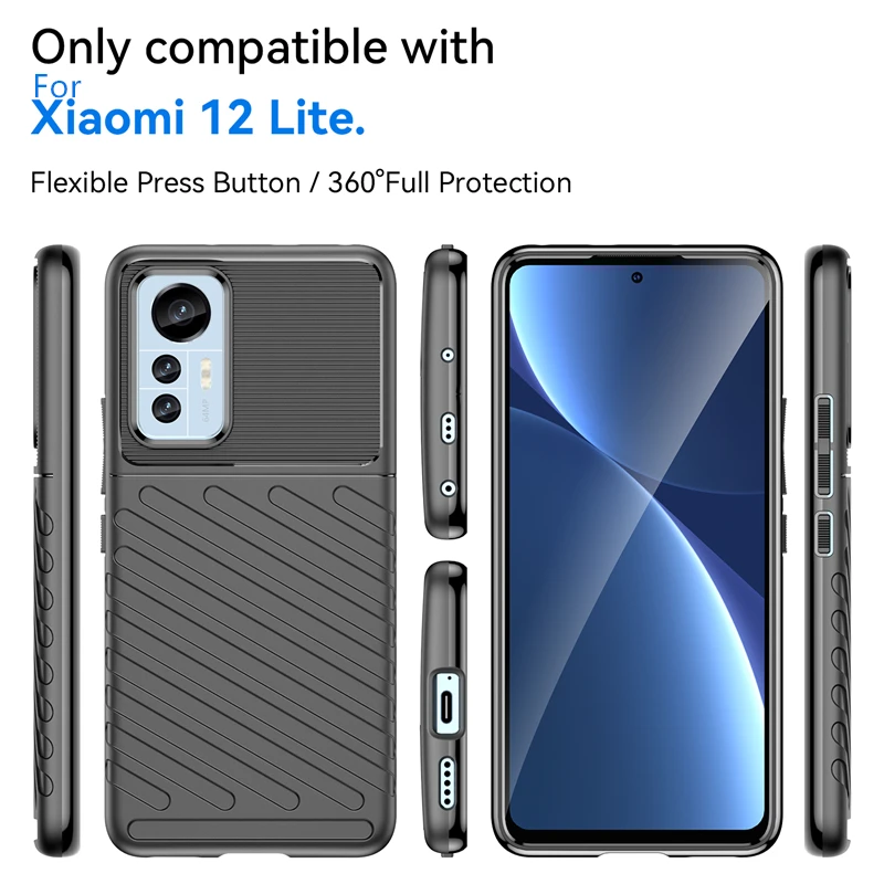 For Mi 12 Lite Case Cover Xiaomi Mi 12 Lite Capas Luxury Silicone Back Shockproof Bumper TPU Soft Cover For Mi 12 Lite Fundas