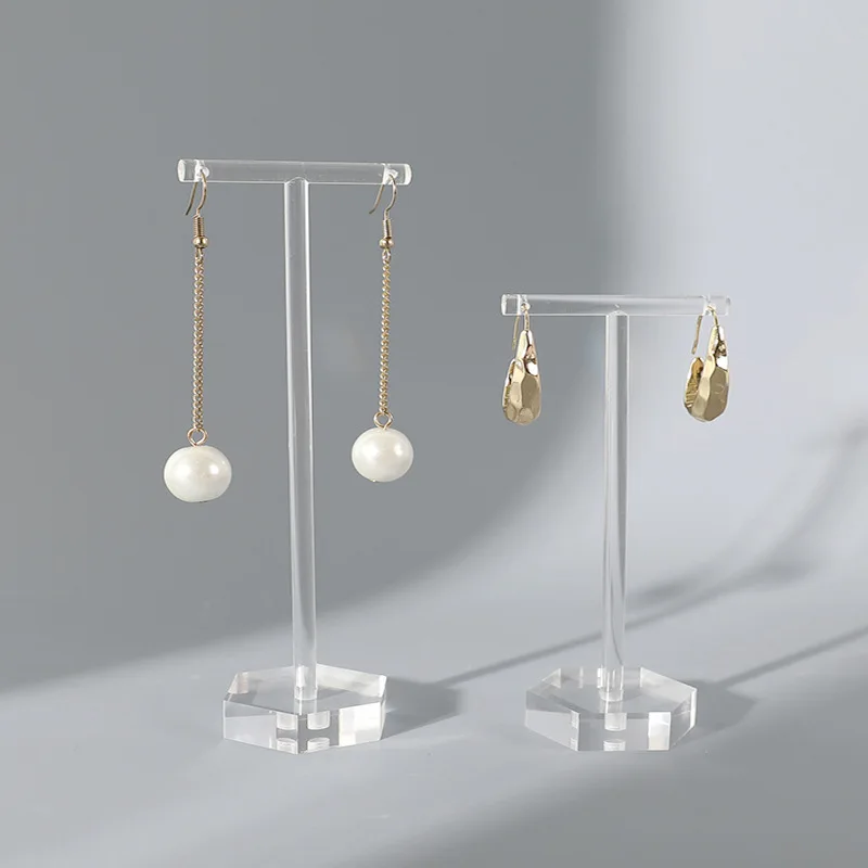 

Acrylic Transparent T-Shaped Earrings Earrings Display Stand Jewelry Counter Shooting Props Photography Background Props