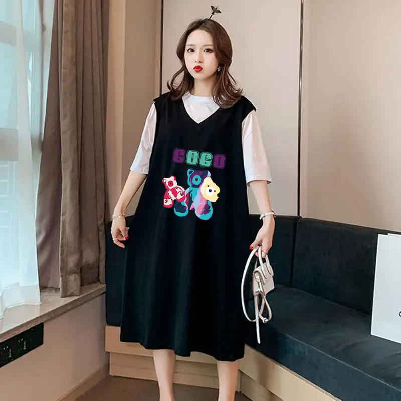 

4XL 3XL Plus Size Clothes Women Summer Casual Party T-shirt Dress 2022 New Elegant Short Sleeve Evening Pregnant Long Dress