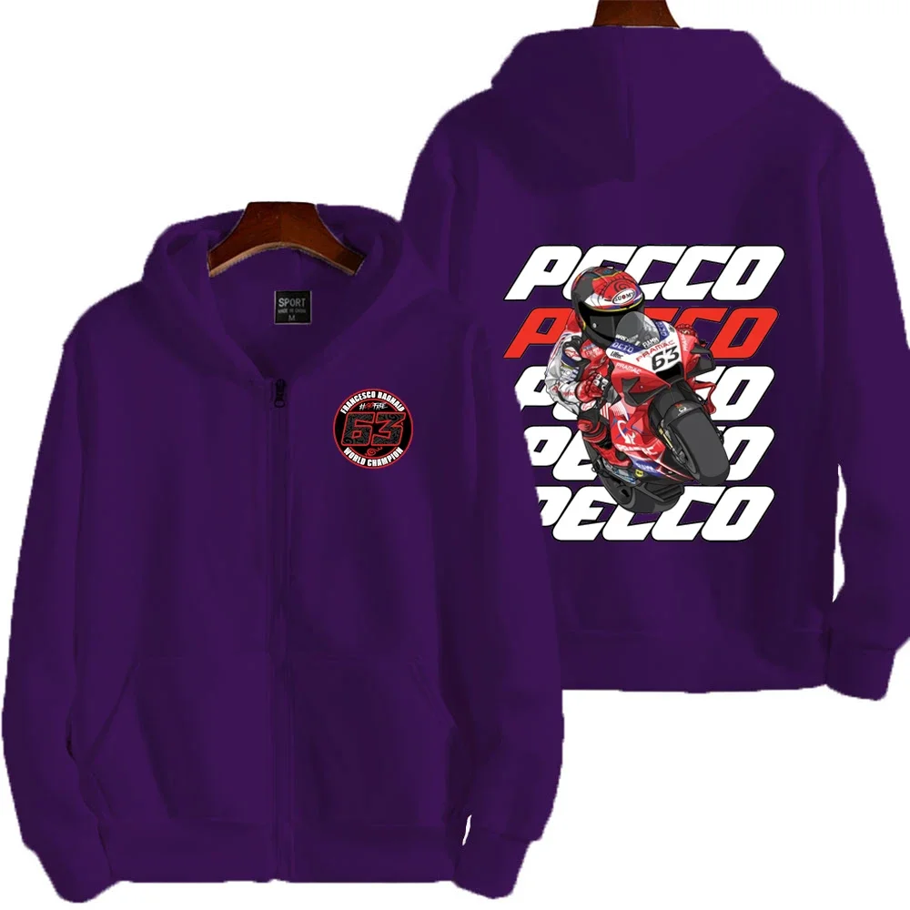 Худи на молнии Pecco Bagnaia 63 Driver Logo Racing Motorcycle Team для мужчин, весенне-осенний мужской свитшот, красная спортивная женская куртка. (art.: 3920dd070aec5) - 3920dd070aec5