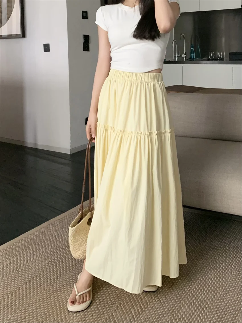 Женская длинная юбка с оборками Alien Kitty Повседневная Свободная универсальная