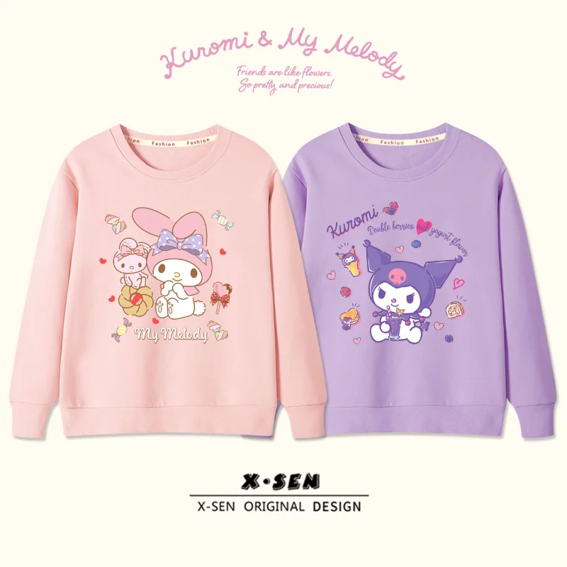 

Милая Sanrioed аниме мультяшная серия mymelody Kuromi милые модные плюшевые милые повседневные теплые толстовки для девочек подарок на день рождения