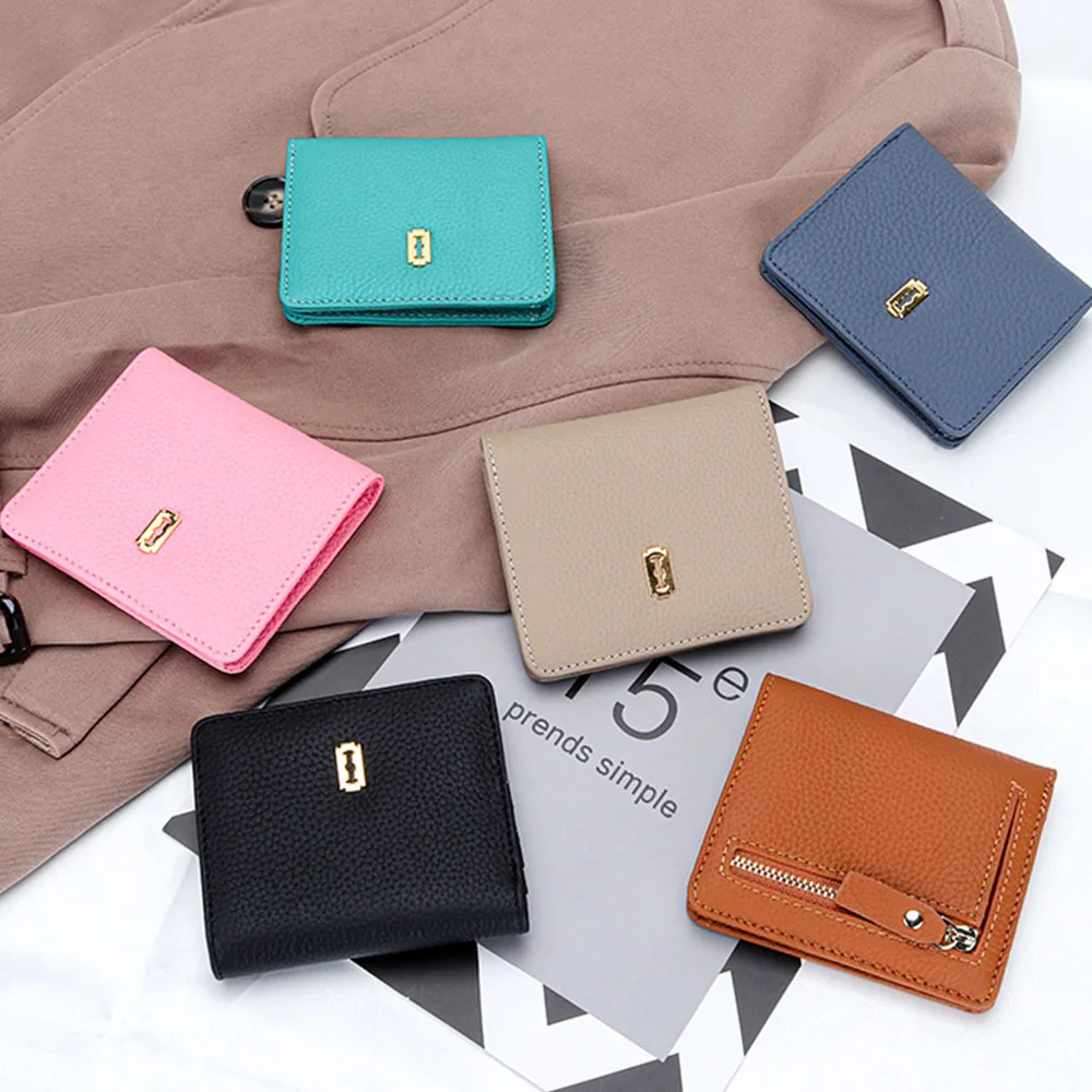 Genuine Leather Designer Wallet Women Short Purse Fashion Card Pocket Money Bag Thin Ladies Luxury Clutch Fold Purses Wallets