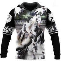 drop shipping autumn hoodies beautiful horse 3d printed mens sweatshirt unisex streetwear zipper pullover casual jacket 26