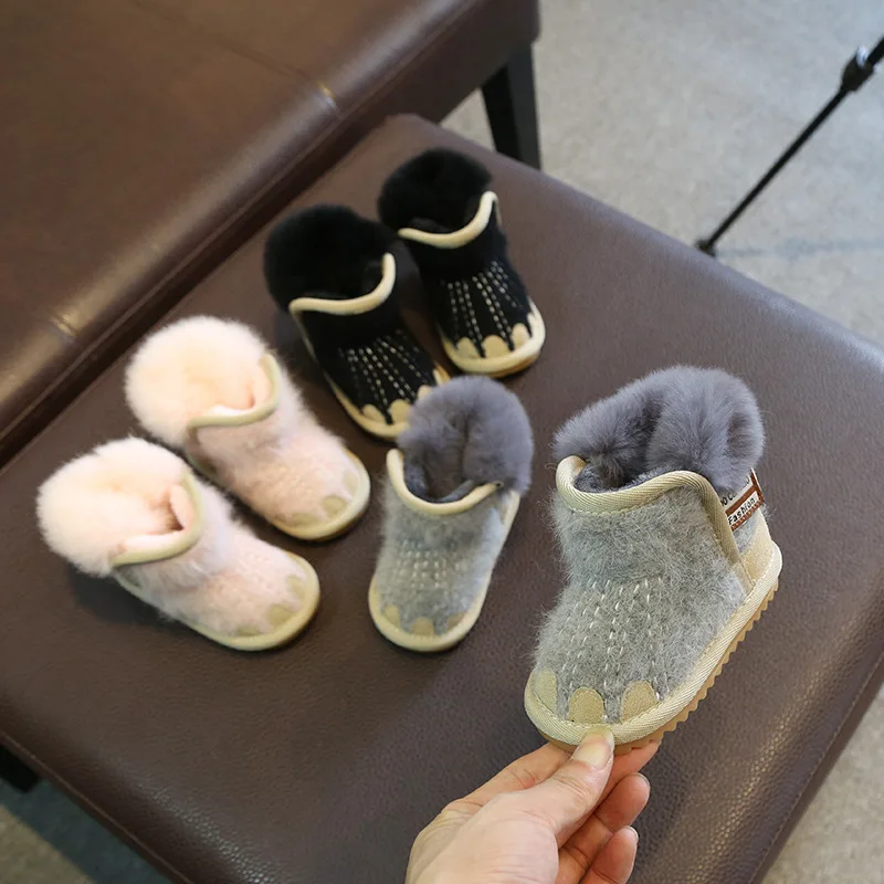 

Winter 2022 New Children Plus Velvet Snow Boots Girls Boys Shoes Toddler Shoes 1-3 Years Old Casual Baby Soft-soled Cotton Boots