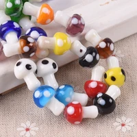 10pcs mushroom shape 10x13mm 12x17mm 15x18mm lampwork glass loose beads for diy crafts jewelry making findings