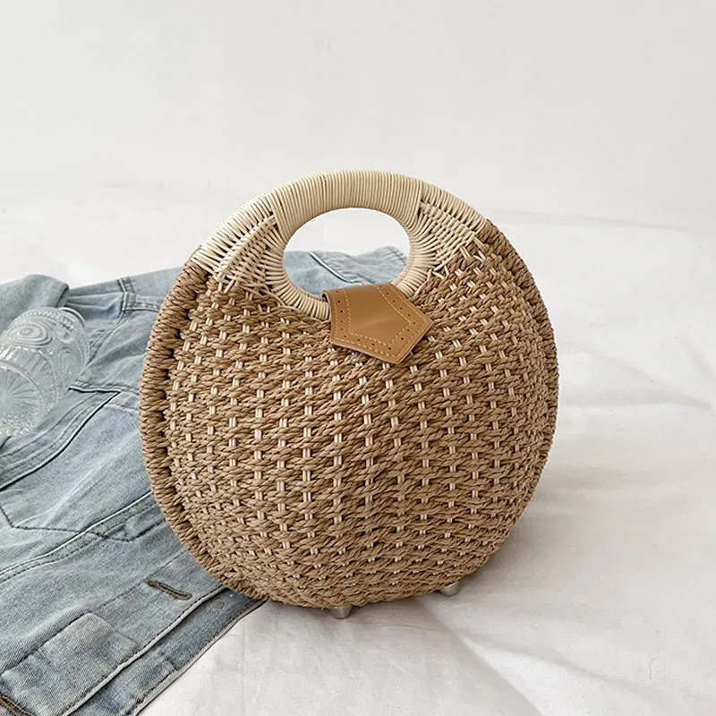 

Летняя женская круглая Сумка-тоут для отпуска, Женская милая пляжная сумка, женские маленькие сумки и кошельки