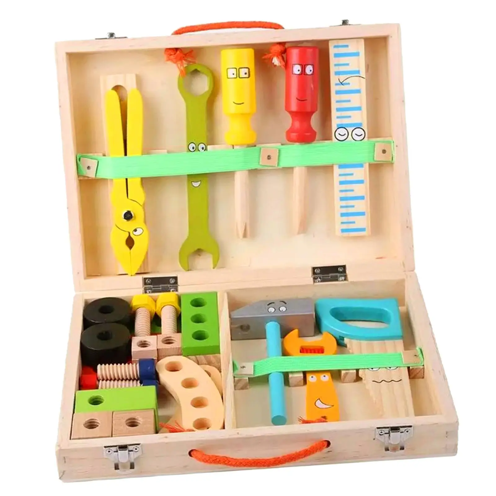 

Wooden Repair Tool Toy Box, Colorful Solid Wood Tool Box , Building Toy Role Play Set, Role Pretend for Kids
