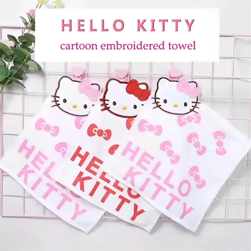 

Полотенце Sanrio Kawaii Hello Kitty, мультяшный рисунок, детское мягкое полотенце для лица, многофункциональный бытовой носовой платок