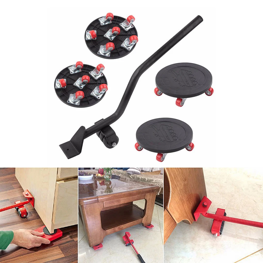 

5 Pieces Set Furniture Slider Lifter Roller Home Moving Lifting Fridge