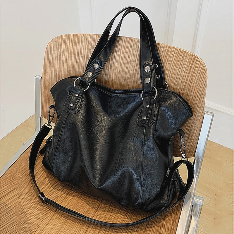 

JIOMAY Soft PU Leather Shoulder Bags 2022 Women Large Capacity Tote Bag Fashion Solid Color Designer Handbag Outdoor Sports Bags