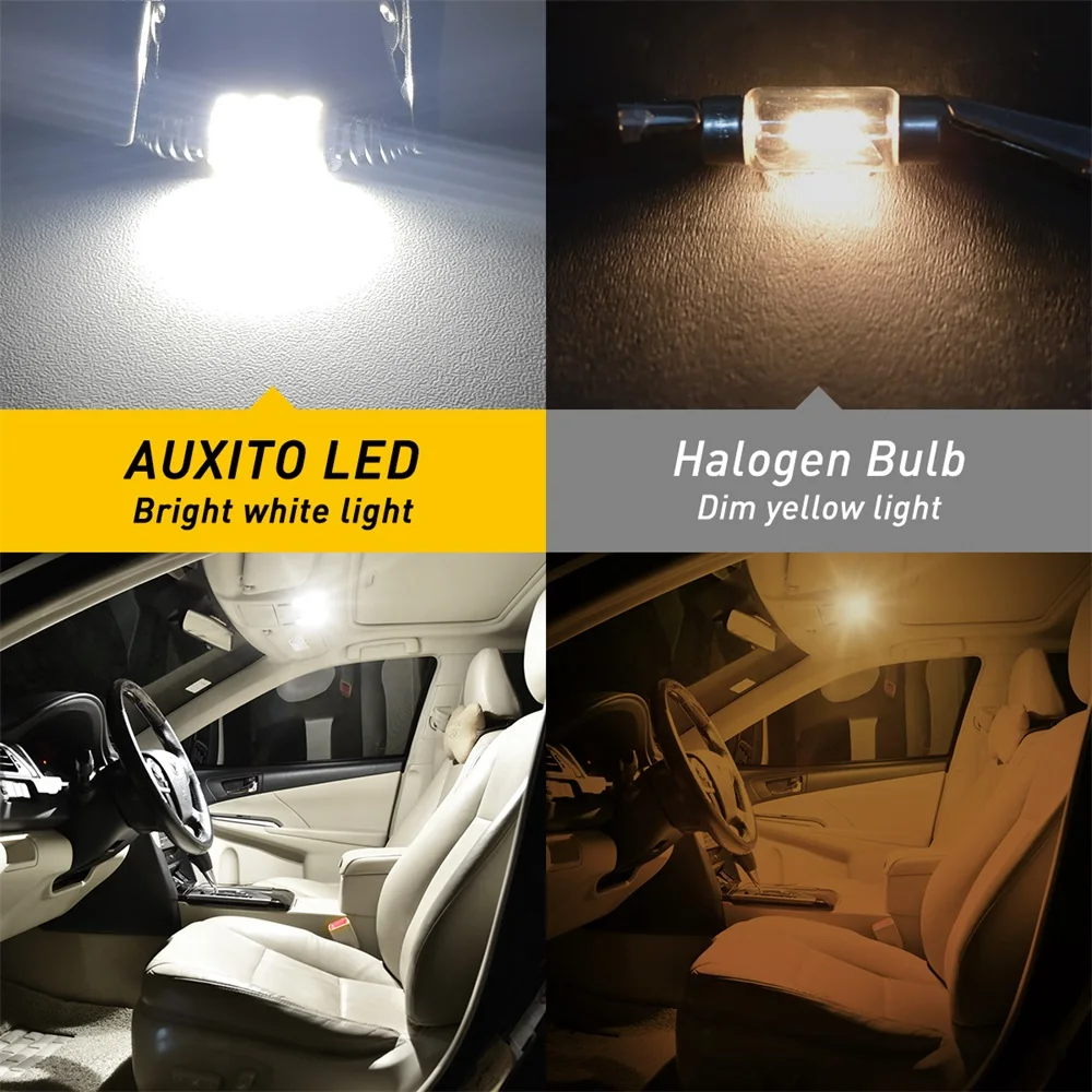 Фото AUXITO 6 шт. светодиодные лампы Festoon C10W C5W 36 мм 31 мм 41 мм Canbus 6500K белые 4014SMD для салона автомобиля: двери, потолок, карта, багажник, лампа для чтения №2