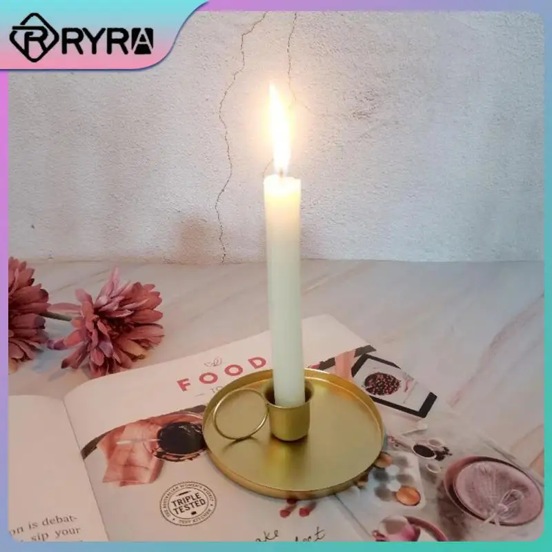 

Exquisite Retro Candlestick Ornaments Creative Metal Candlestick Home Wedding Decor With Handle Candle Container Candlestick
