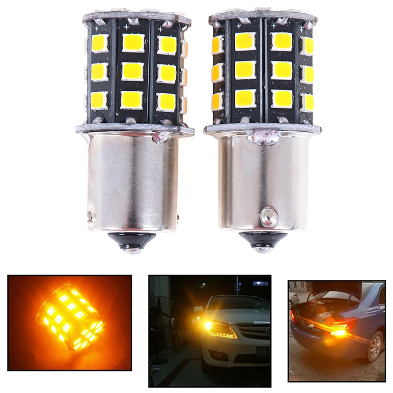 

2pcs BAU15S 7507 PY21W 1156PY High Power Amber Yellow 33 SMD 2835 LED Bulb For Front Turn Signal Lights Direction Indicator Lamp