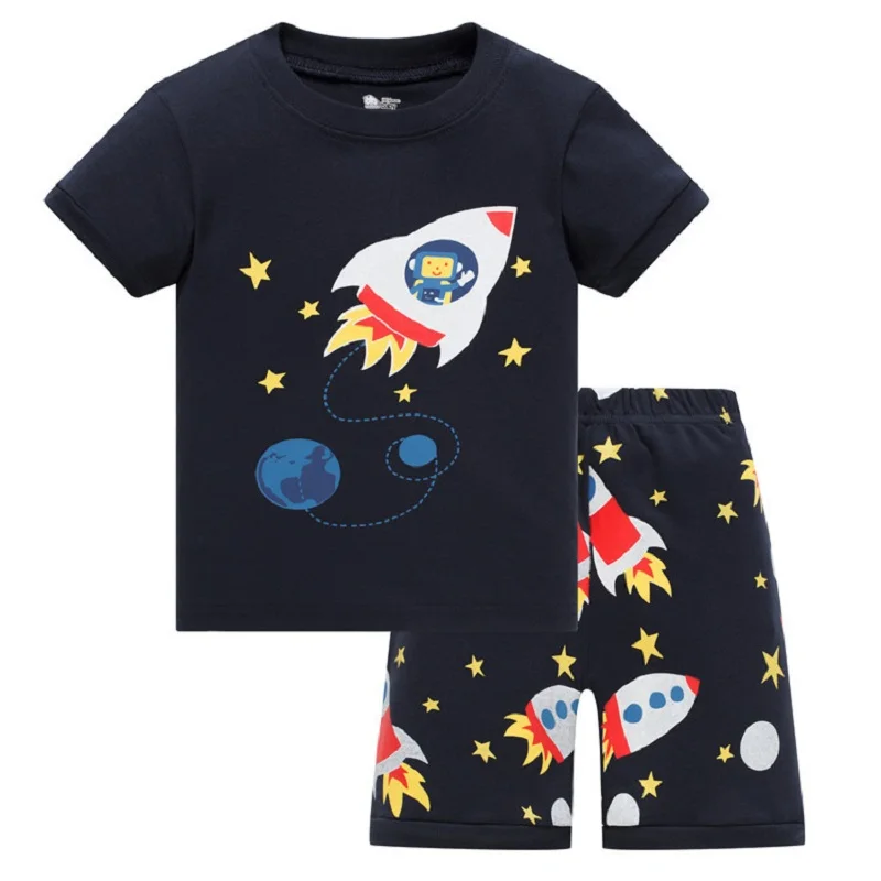 

2022 Cotton Infant Boy Clothes Summer Suit Baby Sets Cute Tshirt Toddler 2 3 Years Low Price Pajamas Set