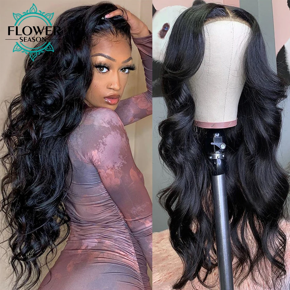Body Wave Human Hair Wig 360 Lace Frontal Wigs 180Density Brazilian Glueless 13x6 Lace Front Wig for black Women Flowerseason